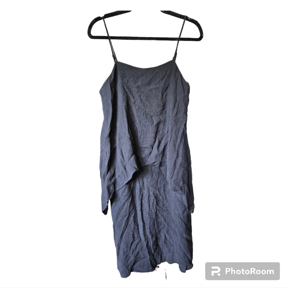 Ann Taylor Black Adjustable Strap Overlay Dress Size 14